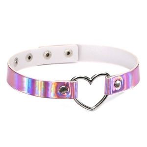 Easter Choker / Wrap-Around Layer Bracelet Chrome Heart Metallic-Pink Adjustable